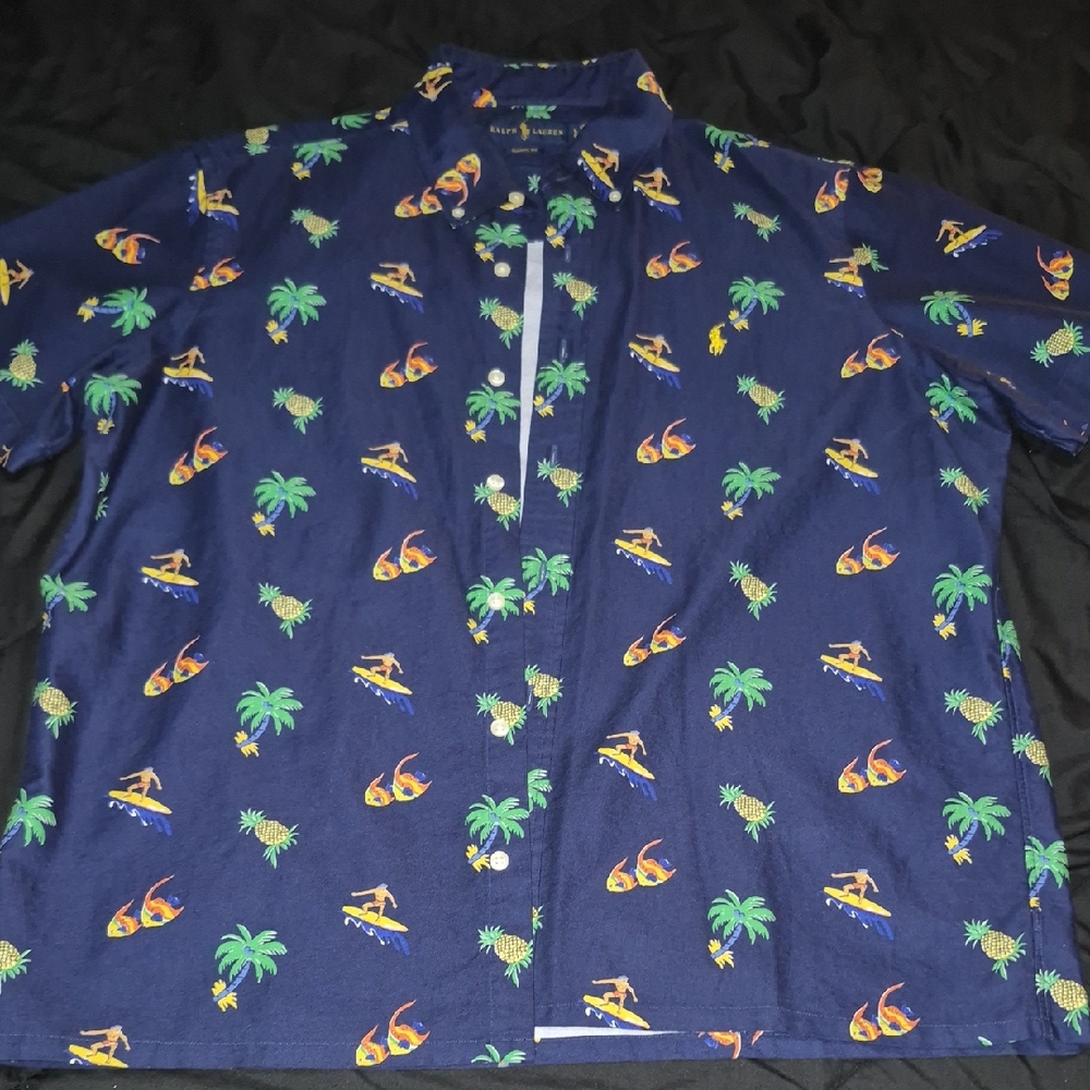 Polo Ralph Lauren Navy Surf and Palm Print Shirt